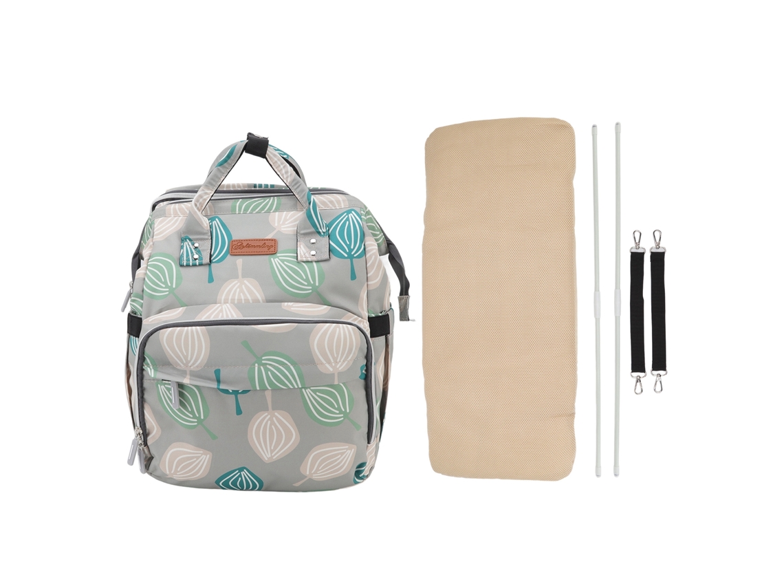 Primerox bolsa de Fralda para Bebê Mochila Berço Portátil Multifuncional 20l para Viagem Padrão Folha Verde