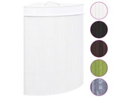 Vidaxl Cesto De Canto Para Roupa Suja 60 L Bambu Branco