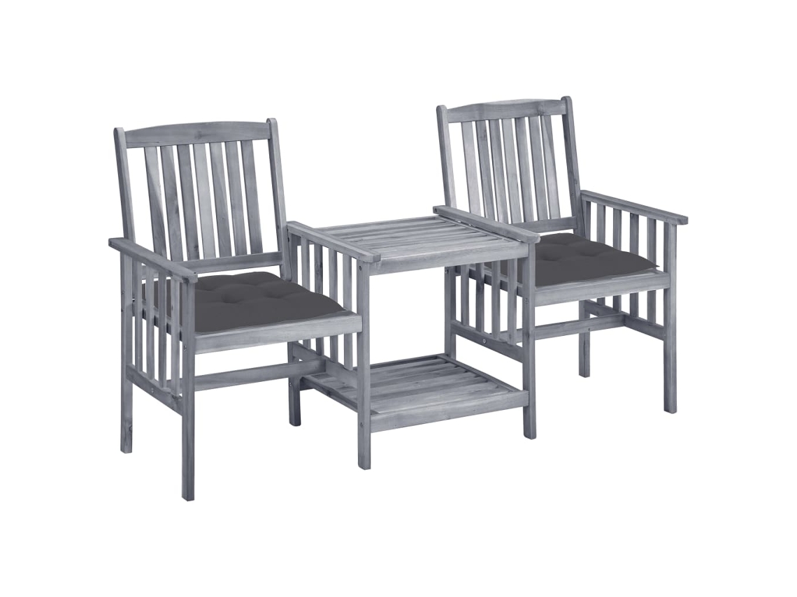 Cadeiras De Jardim C/ Mesa De Centro E Almofadões Acácia Maciça Dkd Home Decor