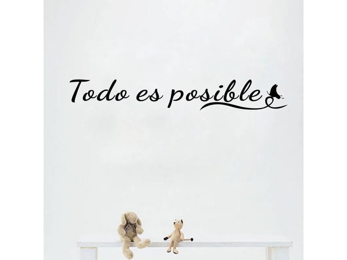 Adesivos de parede "Tudo é possível" com frases inspiradoras em espanhol. Adesivos de parede removíveis em vinil para decoração de casa. 57x15cm