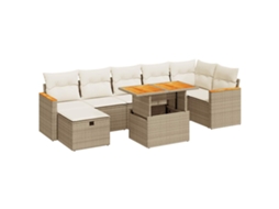 Conjunto de 5 Sofás para Jardim com Almofadas Vime Pe Bege MAISON EXCLUSIVE (5 pcs)
