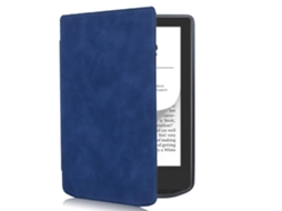 Capa Panoona Para Pocketbook Verse 629, Leve, Fina E Resistente A Impactos, Em Pele Premium Azul Escuro