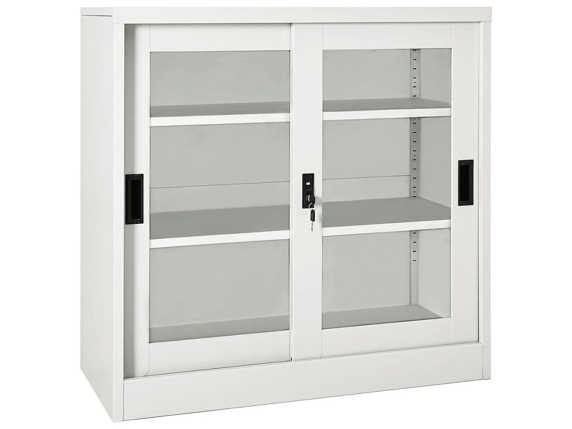 Vidaxl Armário Com Porta Deslizante Aço 90x40x90 Cm Cinzento-claro