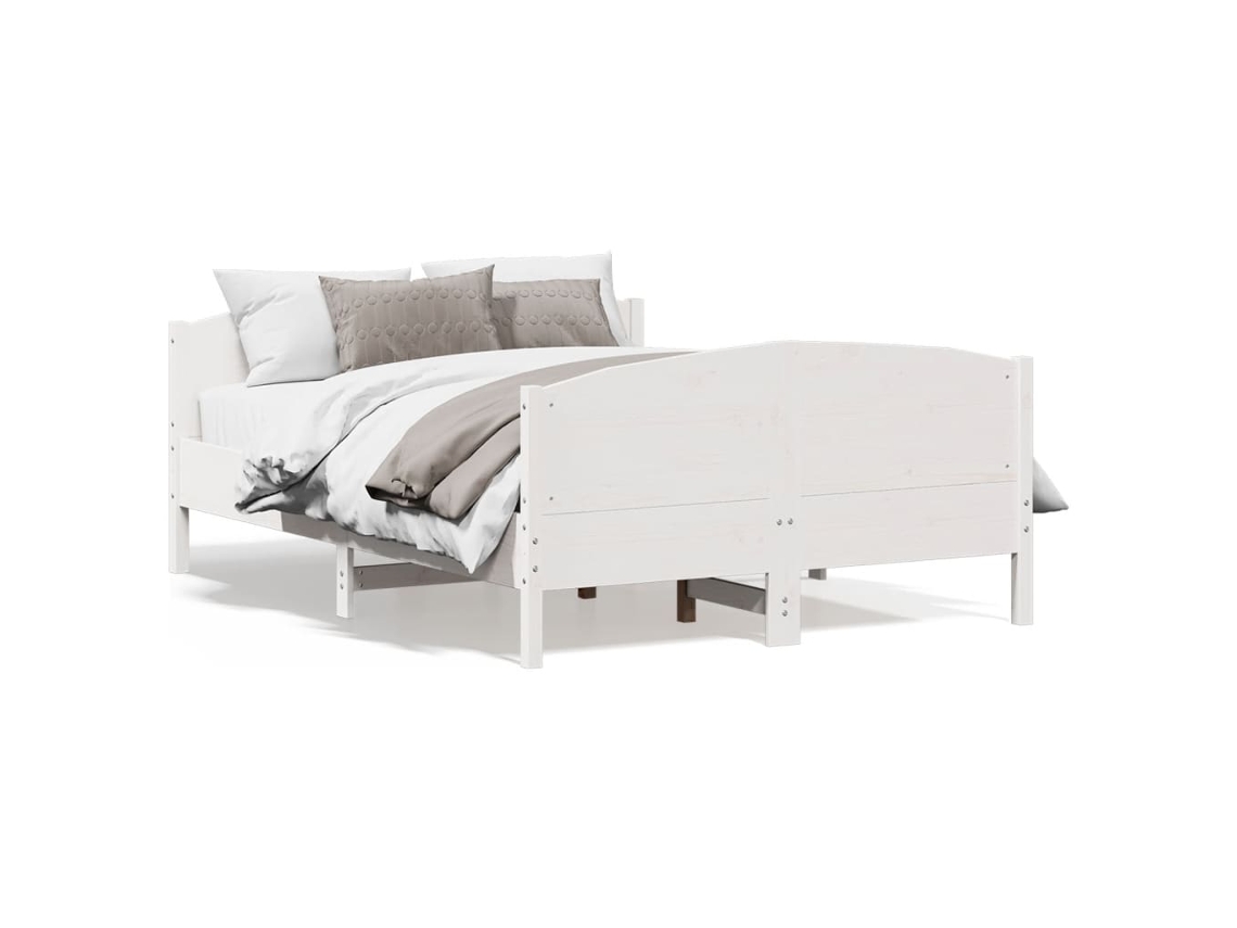 Cama Sem Colchão 160x200 cm Madeira de Pinho Maciça Branco MAISON EXCLUSIVE