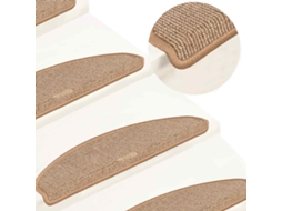 Vidaxl Tapetes De Escada 15 Peças 65x21x4 Cm Marrom Claro Semicircular Grande