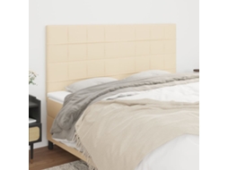 Cabecero de 4 piezas, tela, 90x5x78/88 cm, color crema