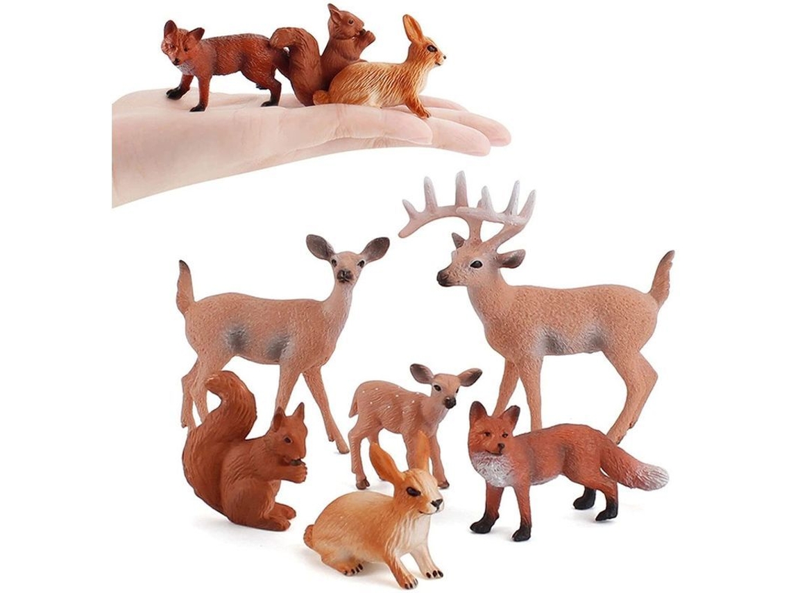 Juguetes Animales Bosque 6 Piezas Figuras De Plástico Ciervos Regalo De Cumpleaños Para Niños 3+