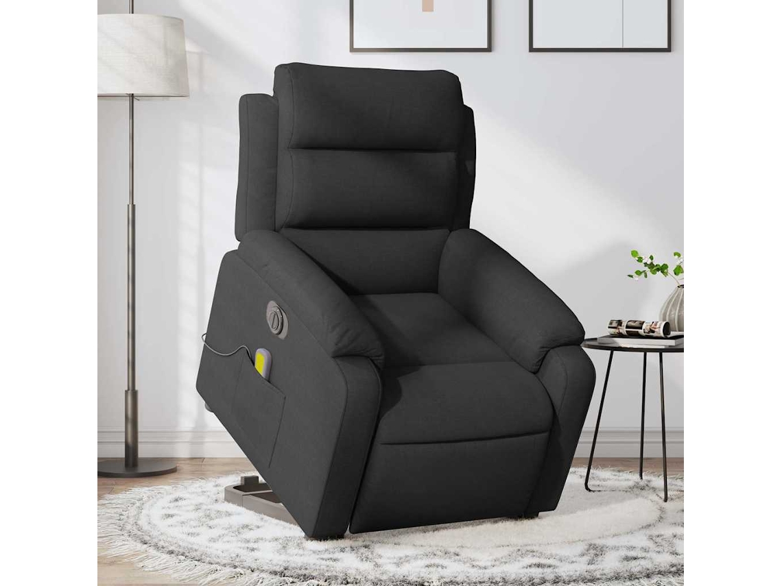 Vidaxl Poltrona Elétrica Elevatória Massagens Tecido Preto