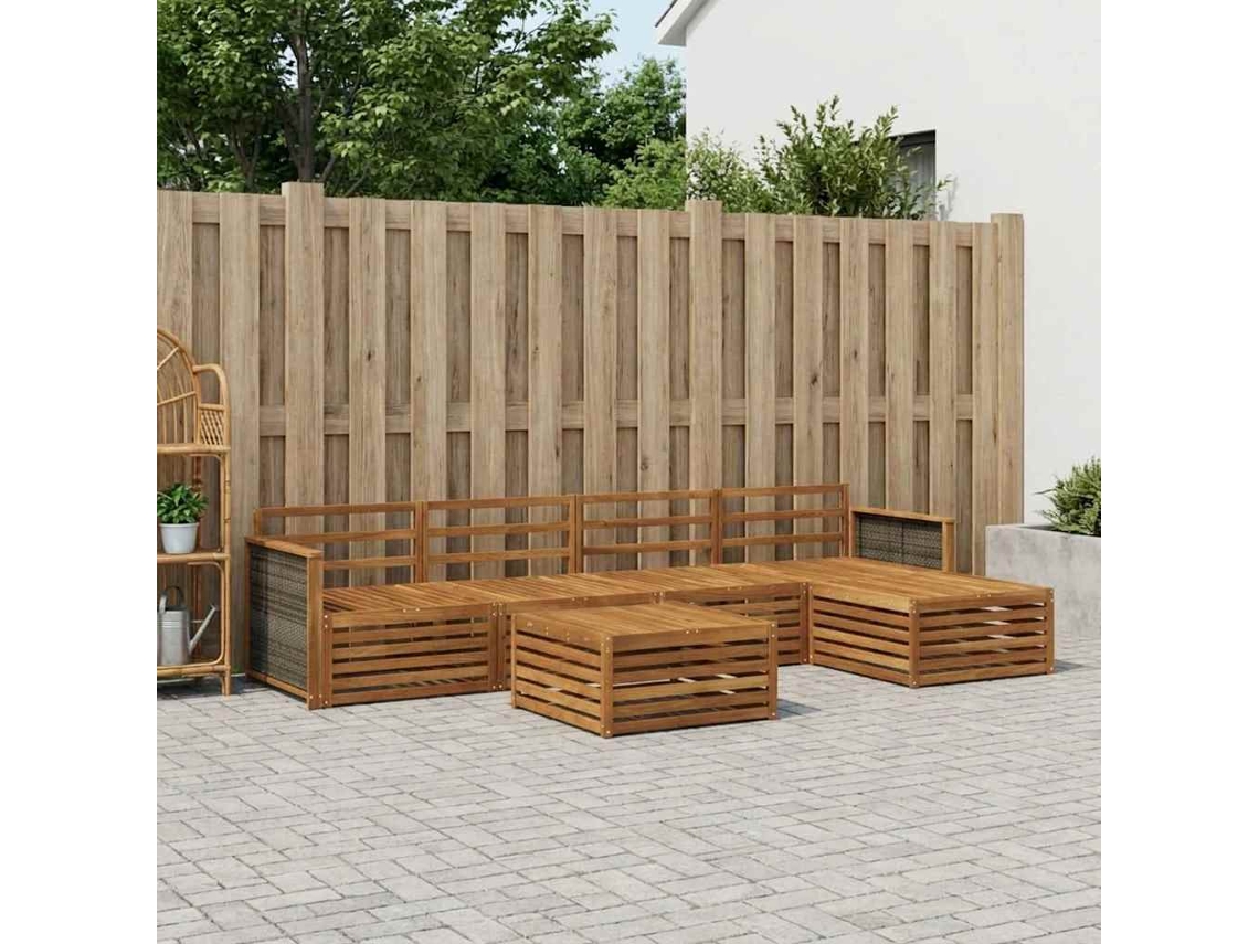 Vidaxl Conjunto De Sofás Para Exterior 6 Pcs Natural