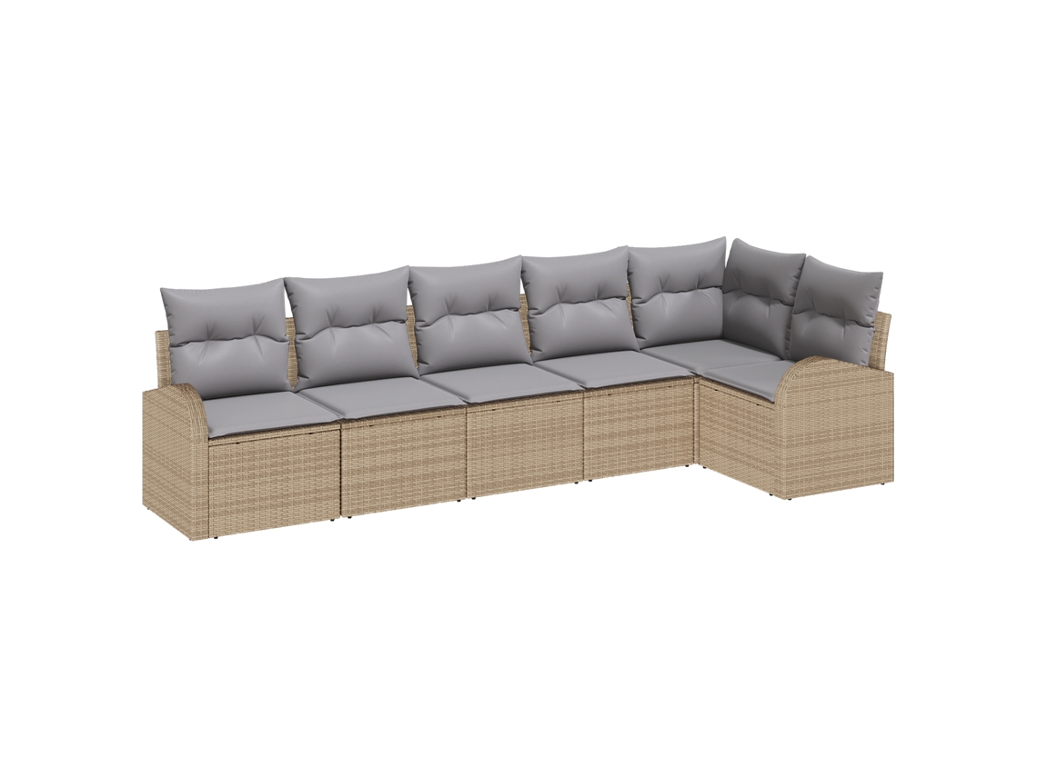 Conjunto 6 Conjunto De Sofá De Jardim Vidaxl Bege Vime Pe (55 X 55 X 37 Cm)
