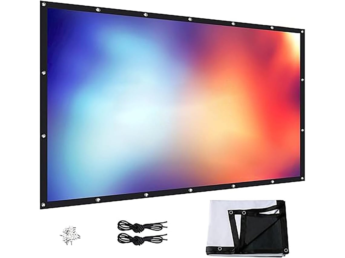 Tela de Projeção 60" 16:9 Portátil, para Uso Doméstico e Externo