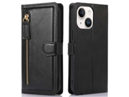 Capa Para Iphone 14 Plus Pele Sintética Anti-choque Anti-riscos Magnética Preto