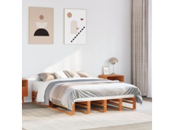 Vidaxl Cama Sem Colchão 140x200 Cm Madeira Pinho Maciça Castanho-mel