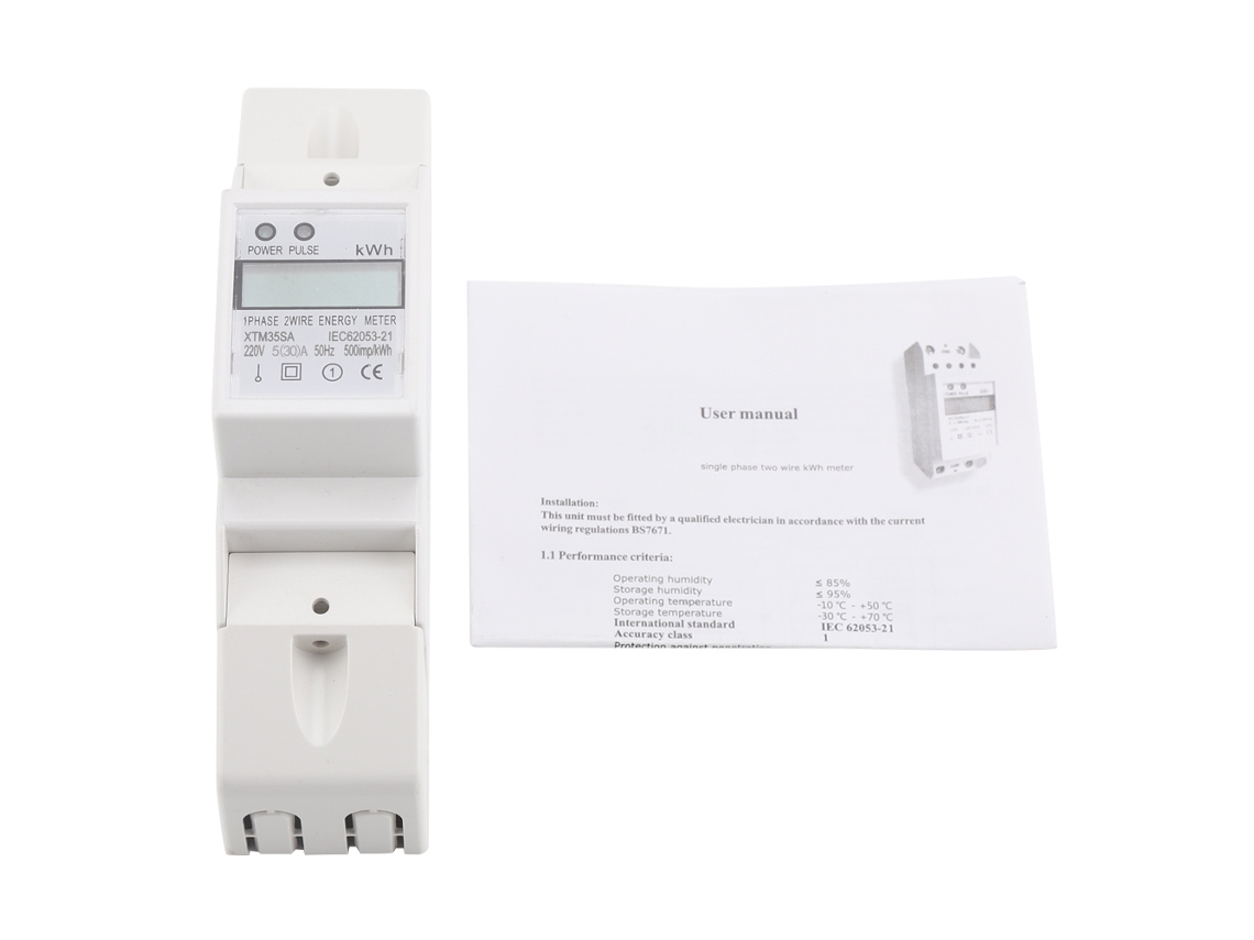 Medidor de Energia Elétrica Monofásico 2p LCD Din rail 220v 5a S/MARCA
