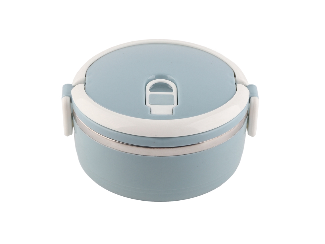 Caixa De Alimentos Portátil Aço Inox Para Almoço Massas Arroz Azul