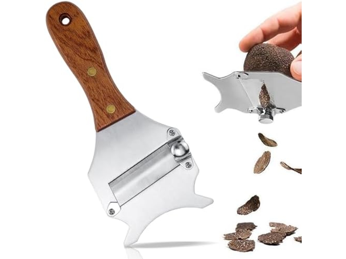 Cortador De Trufas, Fatiador De Queijo Profissional, Ralador Ajustável Em Aço Inox, Cabo De Madeira Aquaforge