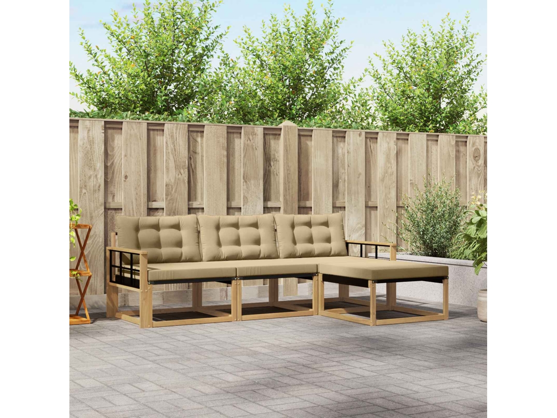 Vidaxl Conjunto De Sofás Para Exterior 4 Unid. Branco E Bege