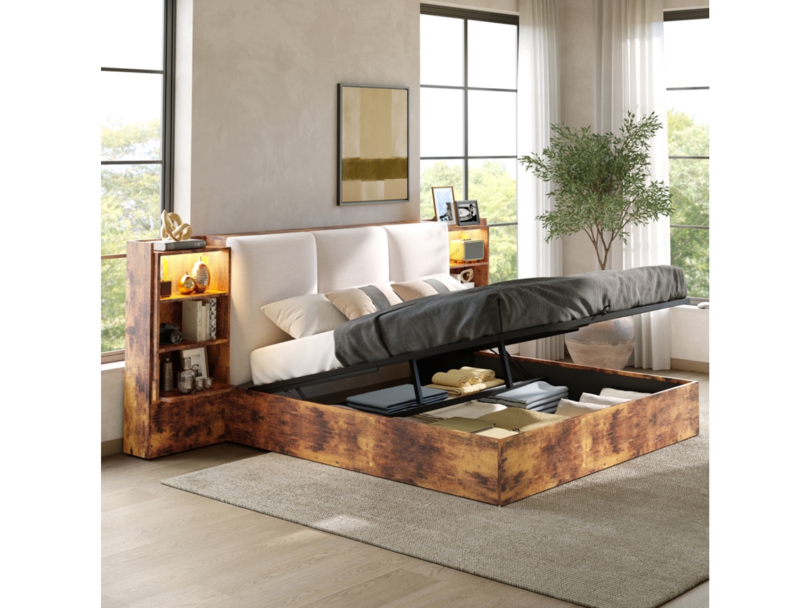 Cama Plataforma Mdf E Contraplacado Marrom 180x200 Cm