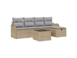 Conjunto 6 Móveis De Jardim Vidaxl Bege Vime Pe (55 X 55 X 37 Cm)