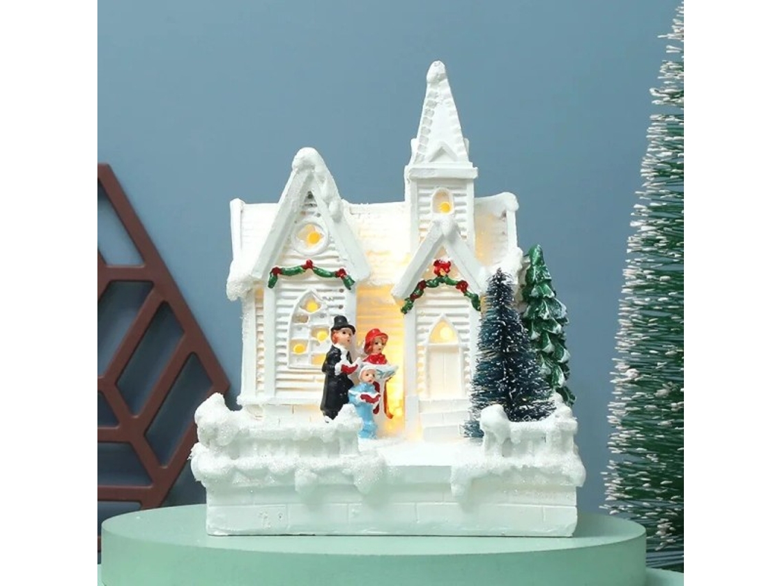 Enfeite De Natal Em Resina Com Uma Linda Casinha Branca, Perfeita Para Decoração Natalina.-aquaforge