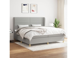 Vidaxl Cama Com Molas/colchão 200x200 Cm Tecido Cinza-claro