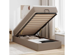 Moldura De Cama Otomano Vidaxl Com Colchão Cappucino Couro Falso