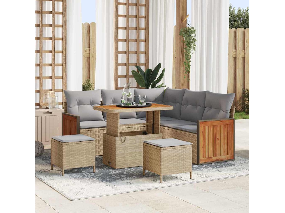 Vidaxl Conjunto De Sofá De Jardim 9 Unid. 6-número De Lugares