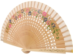 Leque de madeira dobrável para mulheres, com dupla face, ideal para casa, casamentos e viagens.