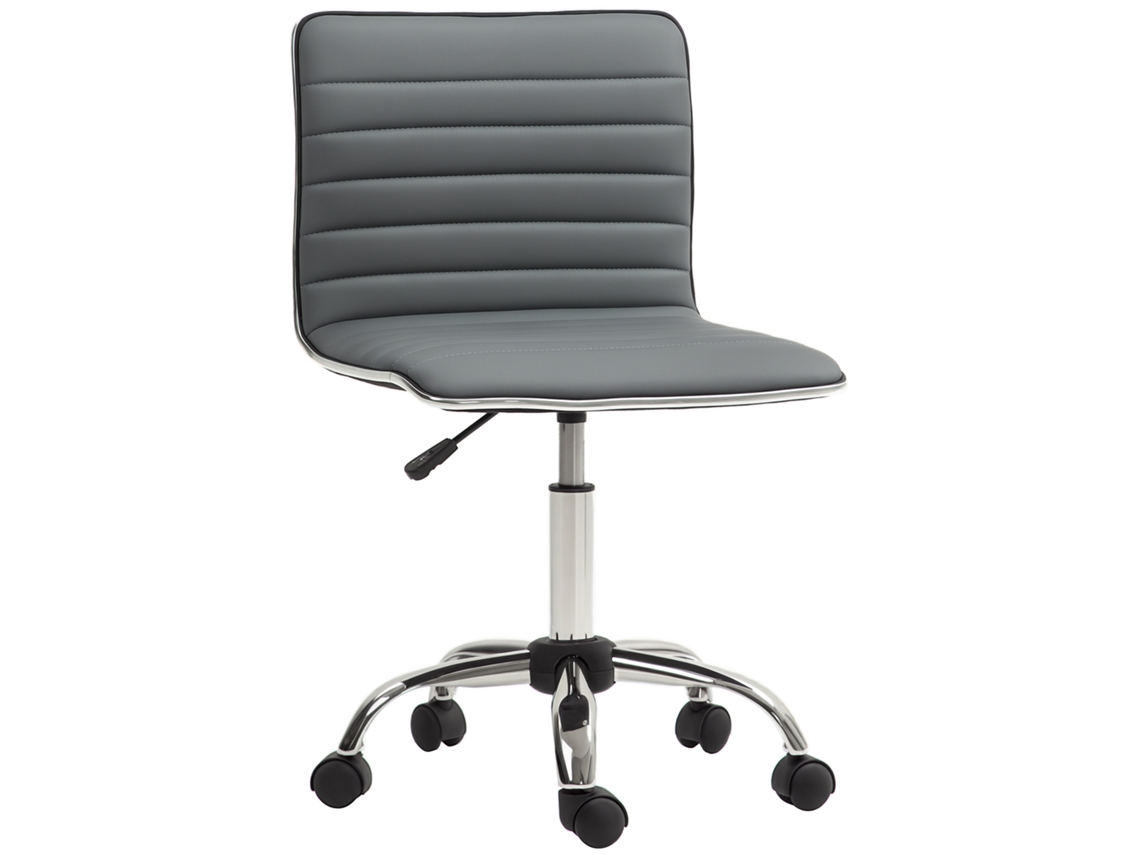 Cadeira de Escritório Couro Pu, Espuma e Aço Cor Cinzento 48x52x78-90 cm Homcom