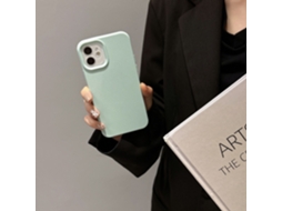 Capa Para Iphone 17 Pro Com Textura De Couro, Cor Ciano Claro, Em Silicone.