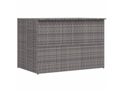 Vidaxl Caixa De Arrumação Para Jardim 150x100x100 Cm Vime Pe Cinzento