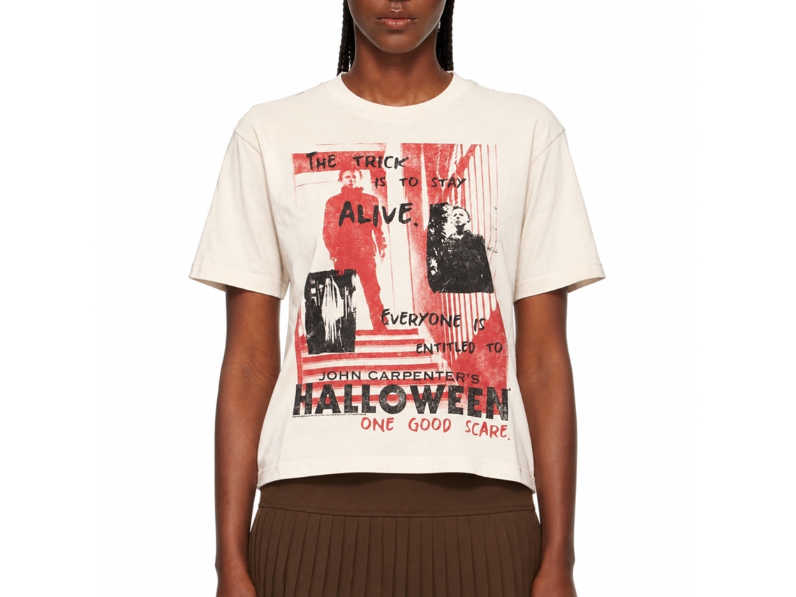 Rockinstone Halloween Movie One Good Scare Handwritten Solid Natural Adult T-shirt Size:xxxl