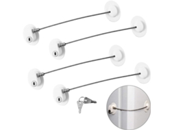 Conjunto De 4 Travas De Segurança Para Crianças Com Chaves Para Geladeiras, Portas E Gavetas Aquaforge