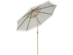 Guarda sol de Jardim Estilo Boêmio com Manivela e Bordas com Franjas, 8 Varetas, Ø 265 X 244 Cm, Branco CHEZMOI