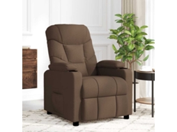 Vidaxl Poltrona De Massagens Reclinável Tecido Castanho
