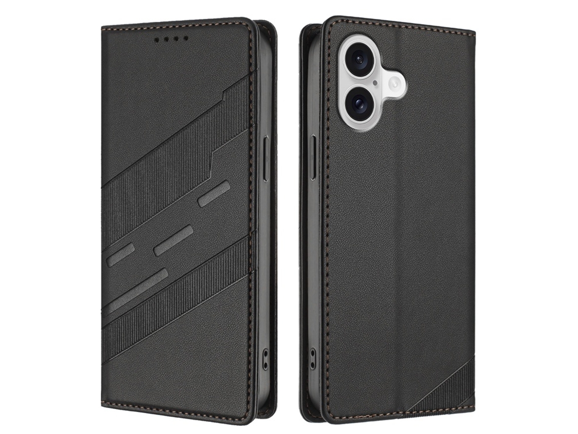 Capa Carteira Para Iphone 17 Estilo Punk Com Estampa - Preta