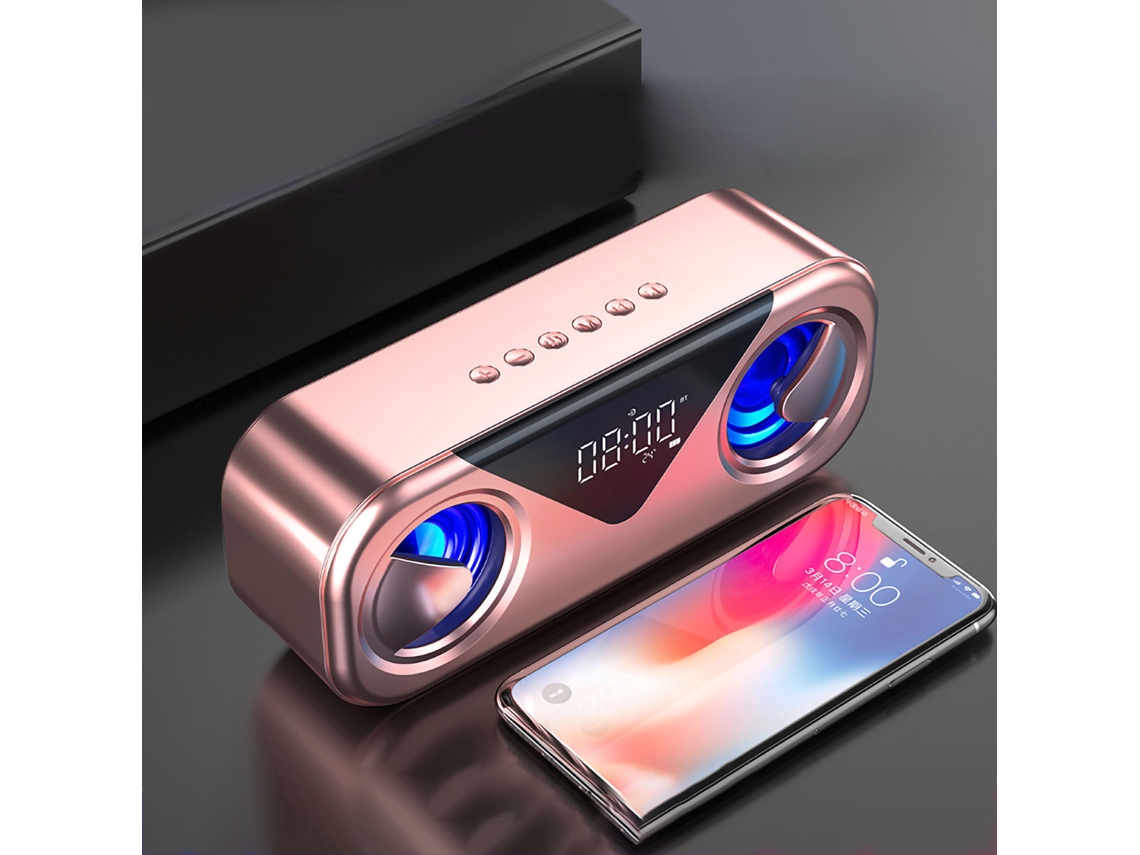 Relógio alarme Bluetooth LAXISCREED Ouro Rosa Tws
