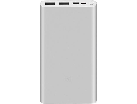 Powerbank XIAOMI Mi (10000 mAh - 2 USB - MicroUSB - USB-C - Prateado)