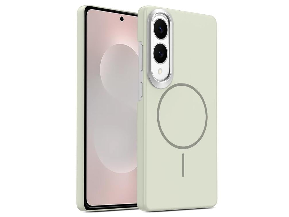 Capa Para Samsung Galaxy S25 Edge 5g Fina Circular Magsafe À Prova De Choque Dourada Em Policarbonato Cinza Titânio