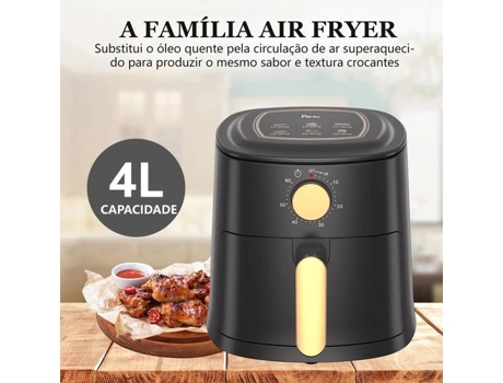 Fritadeira Elétrica-4L Fritadeira de Ar 1100W Frango Frito Batatas Fritas QINGQUE