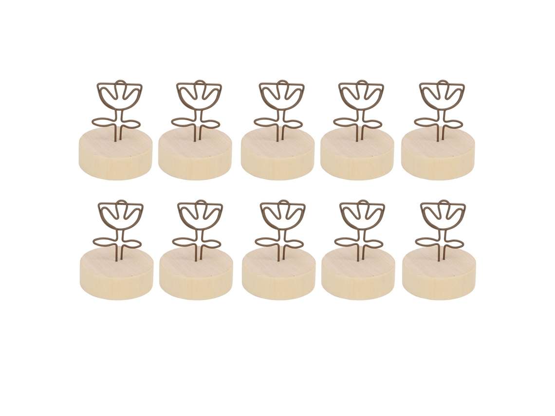 10 Peças Portanúmeros De Mesa Com Base De Madeira Estilo Flor Para Festa Boda Tarjetas Nome Clip