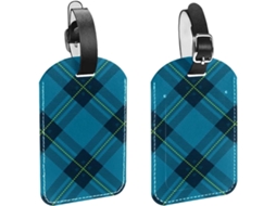Conjunto De 2 Etiquetas Bagagem Em Imitação Couro Azul