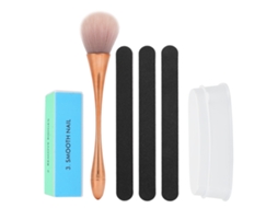 Kit de unhas de pó francês com bandeja, lixa, bloco polidor e pincel para manicure e nail art.