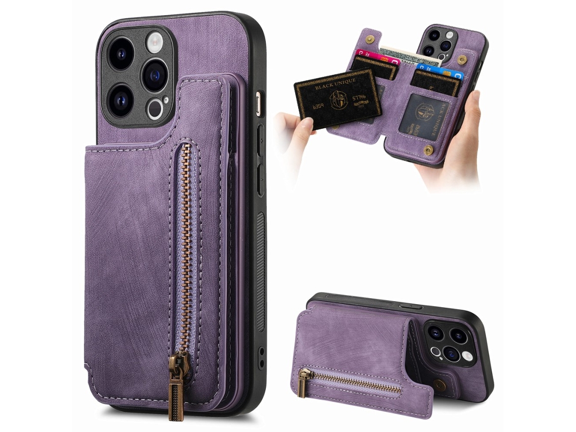 Capa Para Iphone 15 Pro Max Pele Sintética Roxo