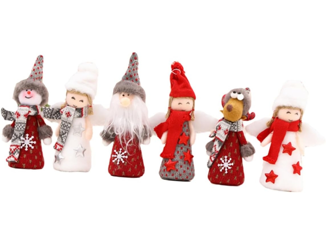 Enfeites De Anjo Para Pendurar Na Árvore De Natal, Conjunto De 6 Peças De Pelúcia Com Asas De Boneca, Decoração Natalina Criativa Gokoco