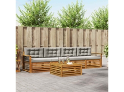 Vidaxl Conjunto De Sofás Para Exterior 5 Unid. Cinza Natural E Claro