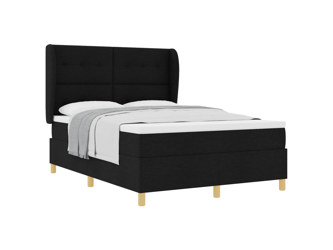 Cama box com colchão com cabeceira preto 190x140cm tecido MAISON EXCLUSIVE