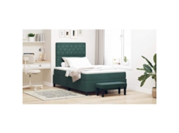 Vidaxl Cama Box Com Cabeceira Verde Escuro 200 X 120 Cm Veludo