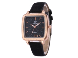 Reloj De Cuero Pu Casual Moda Dial Cuadrado Simple De Cuarzo Para Mujer Negro