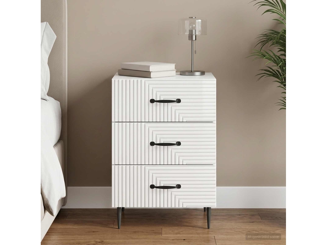 Vidaxl Armário De Cabeceira Branco Brilhante 43 X 41 X 66,5 Cm